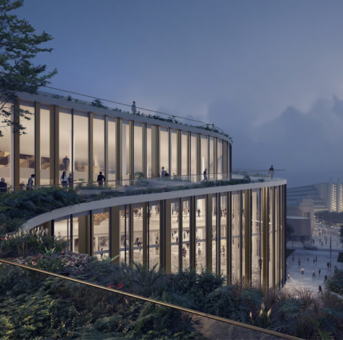 Henning Larsen's recent convention centre stands tall as a friendly gesture