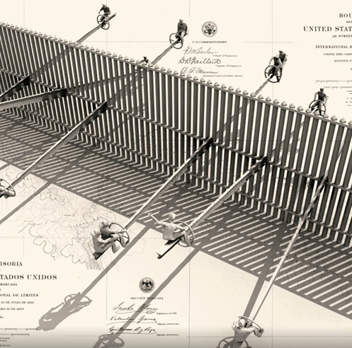 Teeter-tottering on the pink seesaws at the US-Mexico border 
