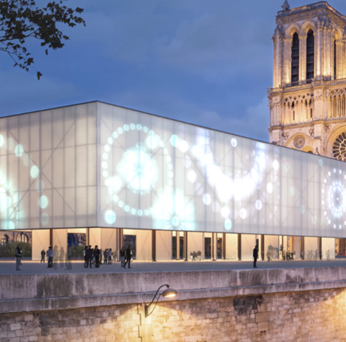 Gensler proposes a temporary pavilion in front of the Notre-Dame Cathedral
