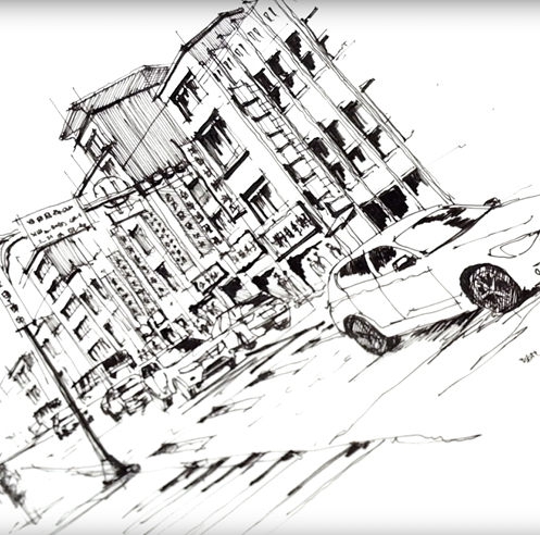 Picturing a street in Taipei &ndash; a drawing tutorial by Dan Hogman