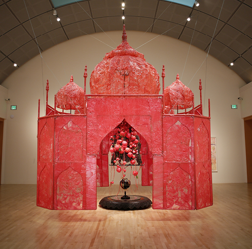 Rina Banerjee turns the Taj Mahal a soft red at the San Jos&eacute; Museum of Art