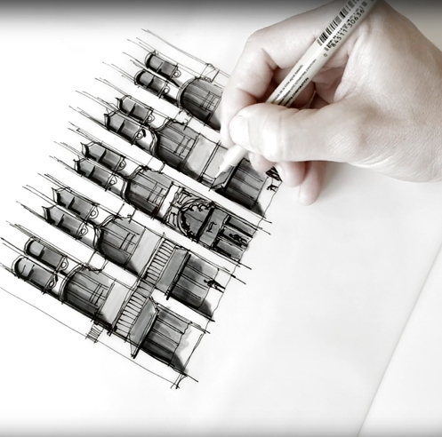 Sketching the face of Ace Hotel Los Angeles &ndash; a drawing tutorial by Dan Hogman