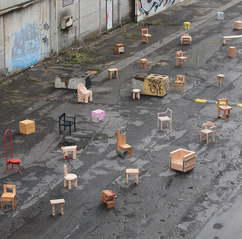 25 creatives design chairs with wood offcuts for the Danish art centre's caf&eacute; interiors