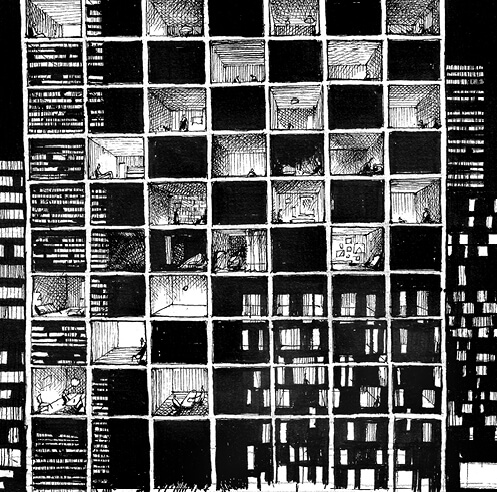 Architect David B&uuml;low sketches quarantine moments on the 'edge of architecture'