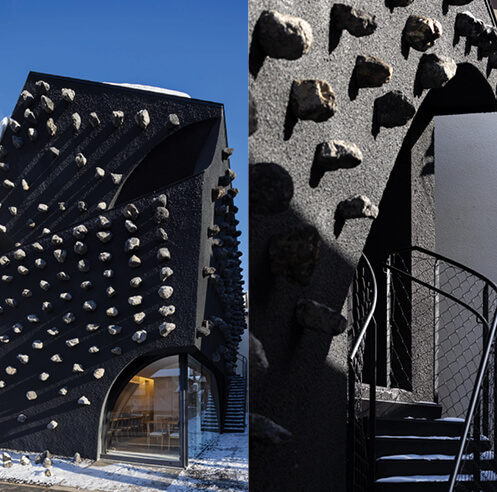 Kengo Kuma uses stones from a Japanese hot spring to design this one-bedroom inn