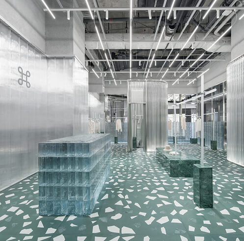 Studio 10 uses glass bricks to create an icy look for Geijoeng store in Shenzhen