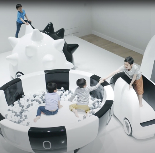 Coen cars by Nendo let children drive through parks and enjoy fascinating games