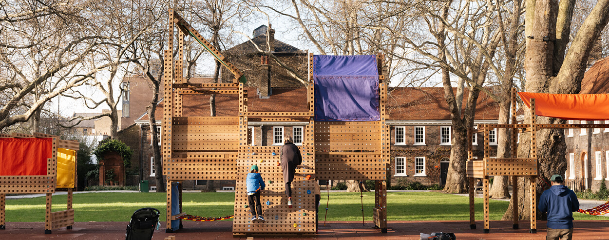 Playrise develops reconfigurable timber play structures for displaced children Playrise develops reconfigurable timber play structures for displaced children