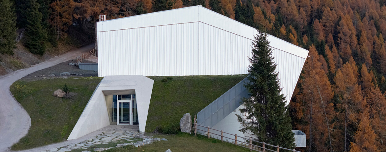 Reinhold Messner Haus is a former cable car station turned alpine monument Reinhold Messner Haus is a former cable car station turned alpine monument