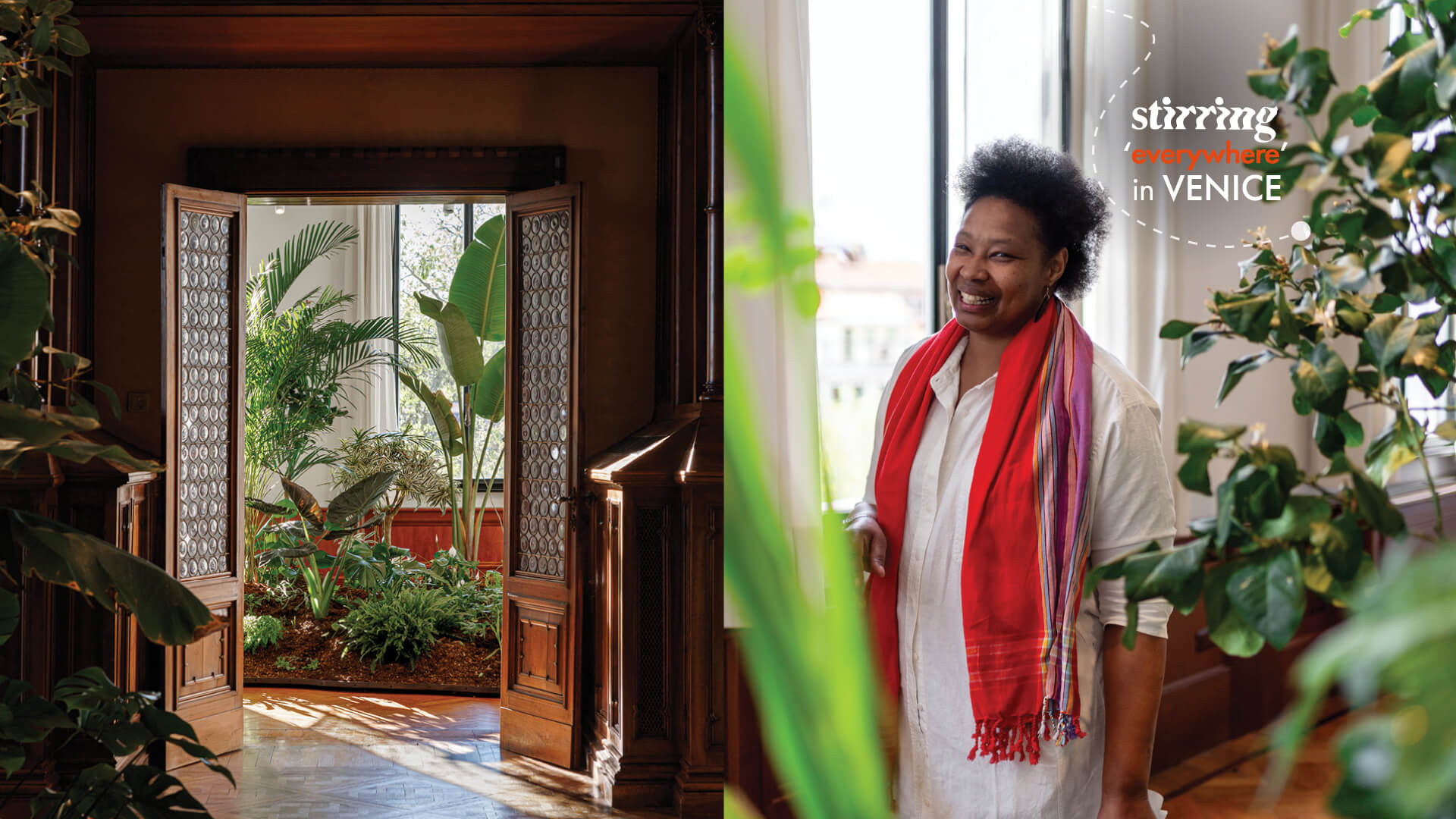 (L) Installation view of Portugal Pavilion, Venice Biennale 2024; (R) Portrait of Sónia Vaz Borges | Portugal Pavilion by Greenhouse | STIRworld