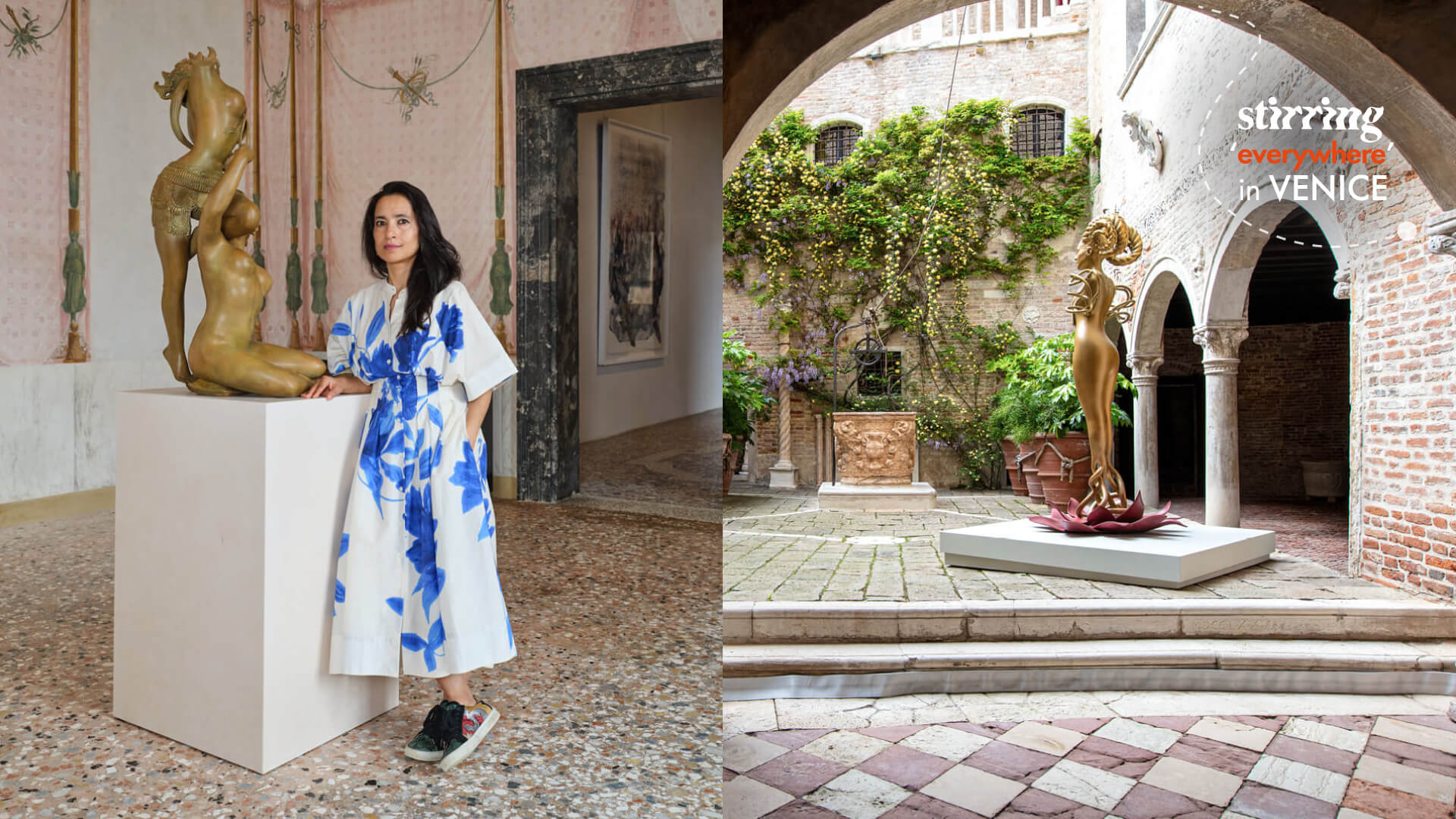 (L) Portrait of Shahzia Sikander, 2024; (R)NOW displayed at Collective Behavior, Venice, 2024, Shahzia Sikander | Shahzia Sikander | STIRworld
