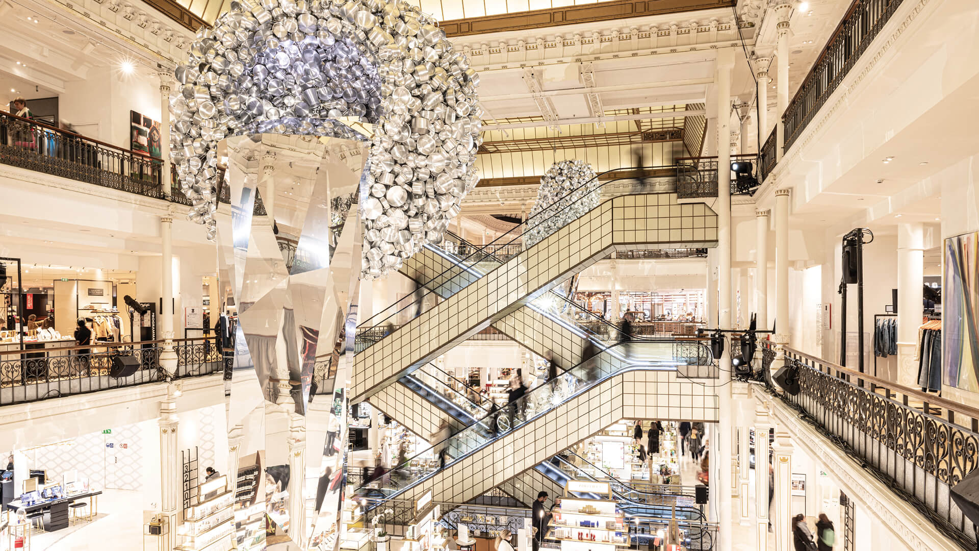 The interior view of department store Le Bon Marche. Paris. France