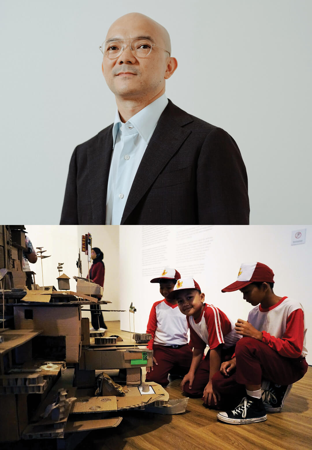 (L) Portrait of Aaron Seeto, (R) School visit to Isabel and Alfredo Aquilizan: Somewhere, Elsewhere, Nowhere | Museum MACAN | Aaron Seeto | STIRworld