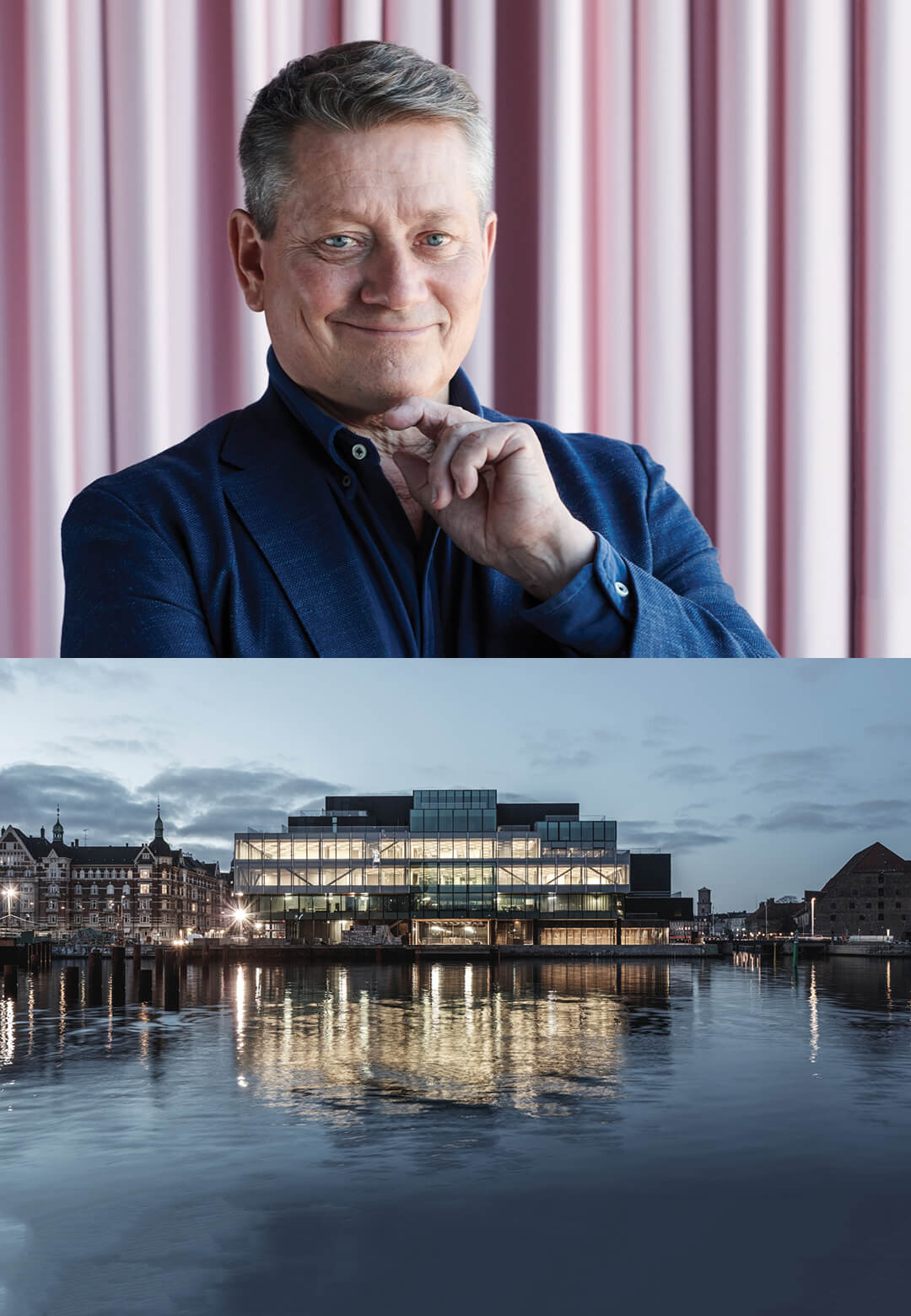 STIR in conversation with Kent Martinussen (L), CEO of the Danish Architecture Center, and member of the BLOXHUB management team; BLOX designed by OMA in Copenhagen, Denmark (R)| Interview with Kent M