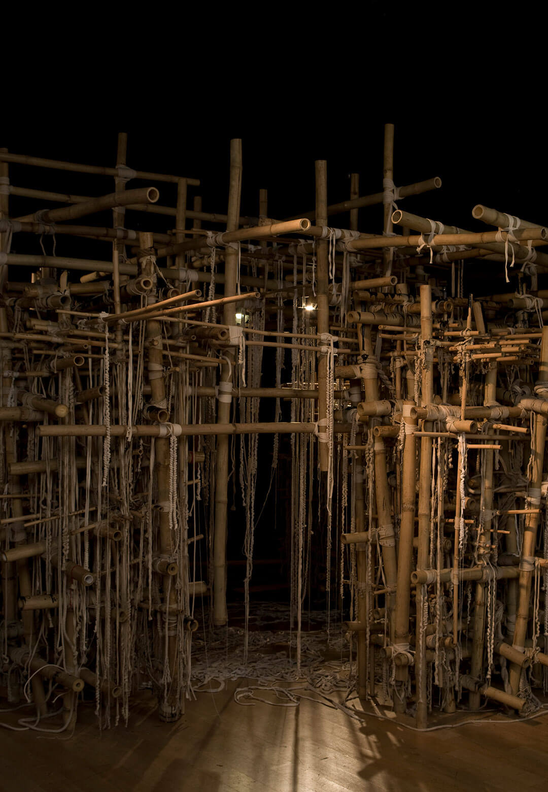 Venu, 2011-13, Bamboo, rope, embedded electronics, sensors, motors, relays, etc. by Asim Waqif | STIRworld