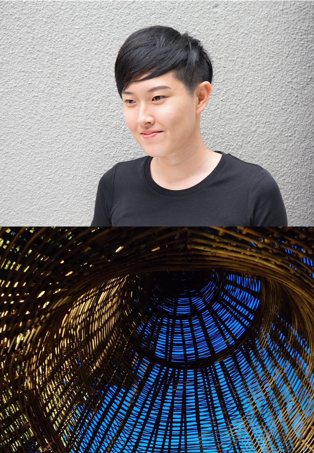 (L) Portrait of artist Zen Teh; (R) ‘Rattan Eco Sprawl: Manifesting the Forest’, rattan, wood and live plants, 2024, Zen Teh|  Zen Teh | STIRworld