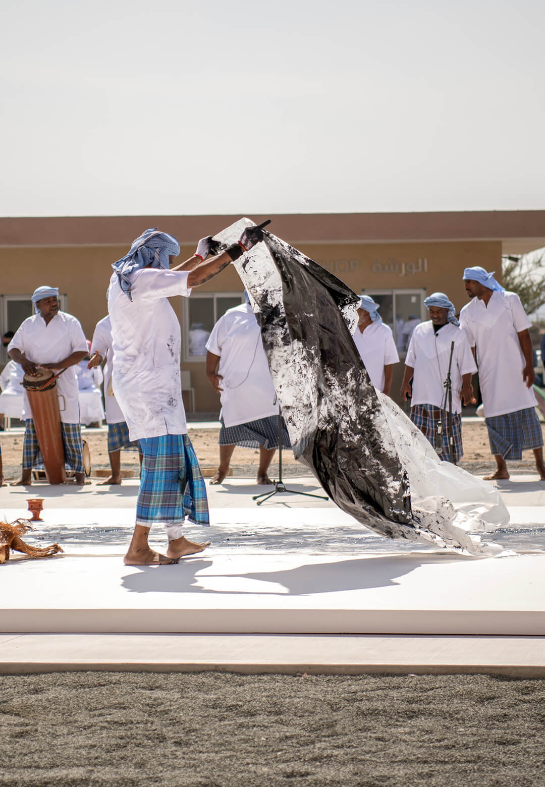 The Unknown Sailor, performance view, 2023, Abdulrahim Salem, at the Sharjah Biennial 15, Kalba Ice Factory, 2023, produced by Sharjah Art Foundation |Sharjah Art Foundation |STIRworld