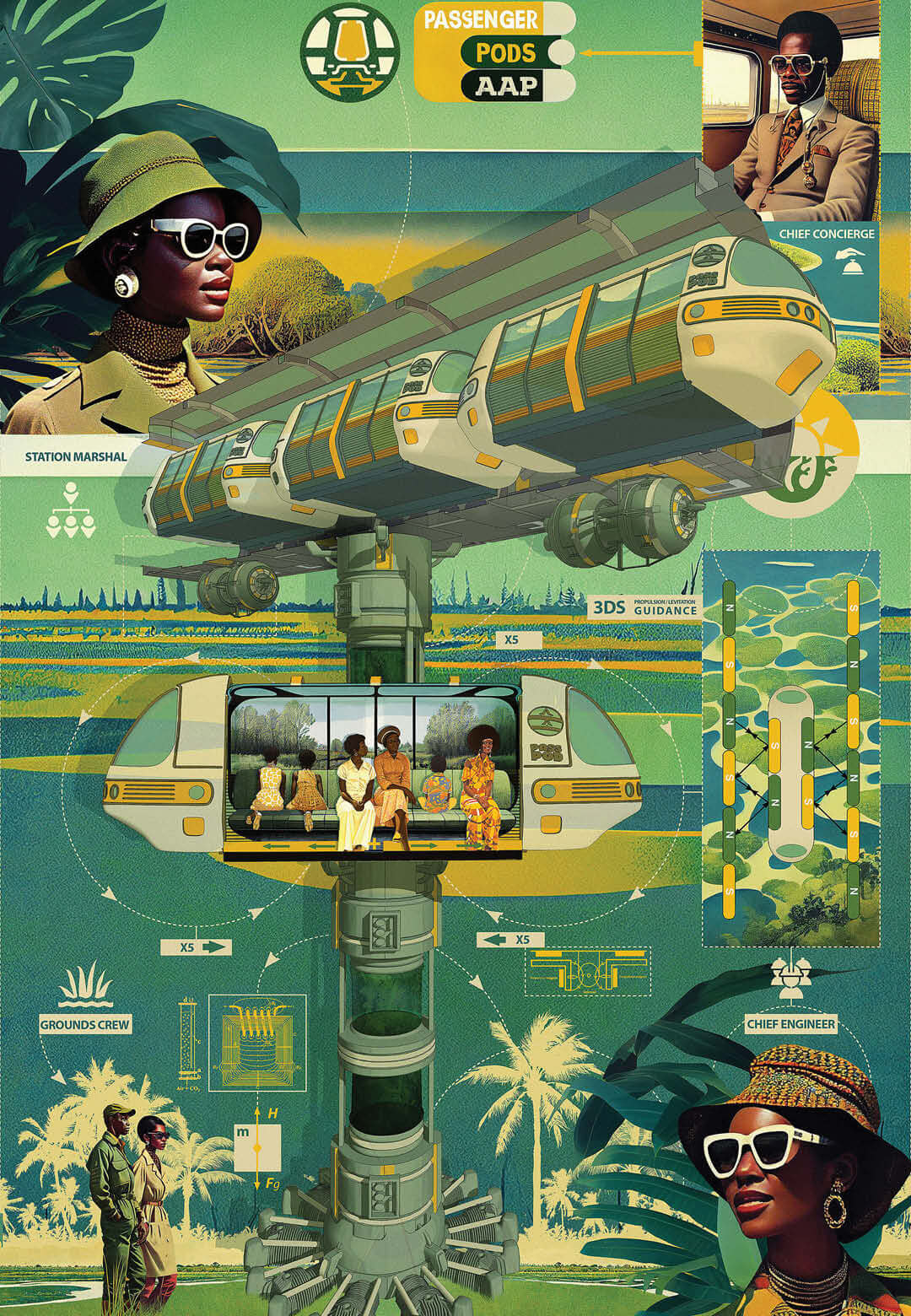 Brooklyn-based artist Olalekan Jeyifous imagines what African communities might have looked like, given a change in historical circumstance | Olalekan Jeyifous: Even in Arcadia… | Olalekan Jeyifous |