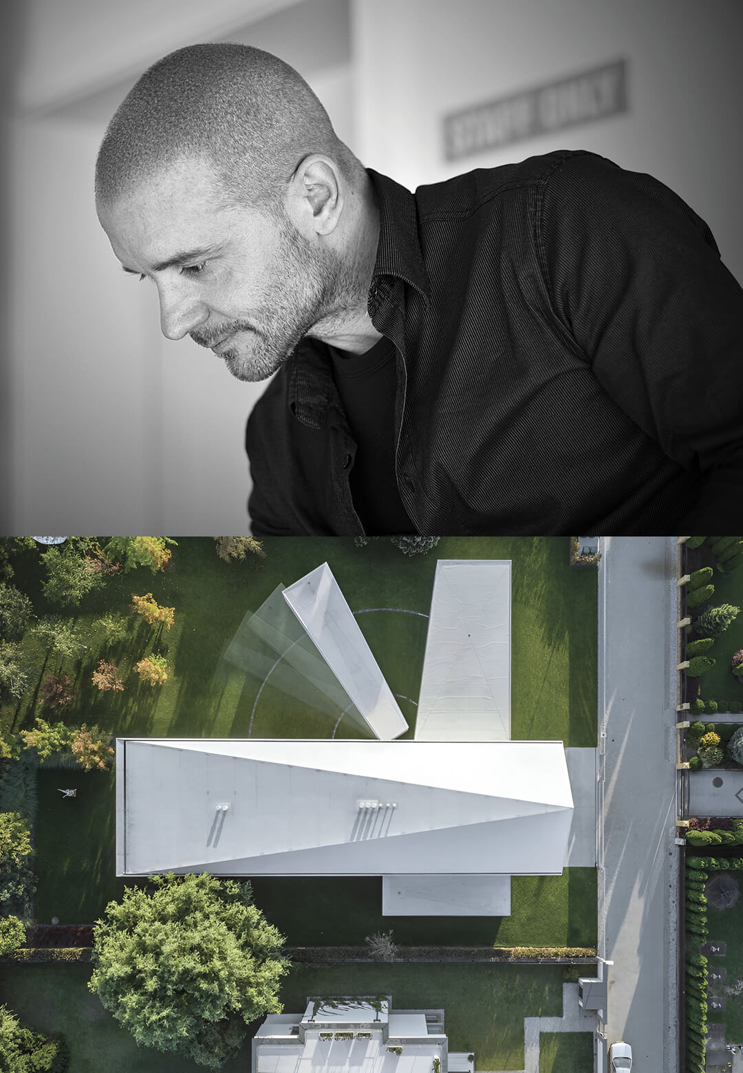 (L) Robert Konieczny's dynamic designs effortlessly integrate form and function, (R) Portrait of Robert Konieczny | Robert Konieczny |KWK PROMES | STIRworld