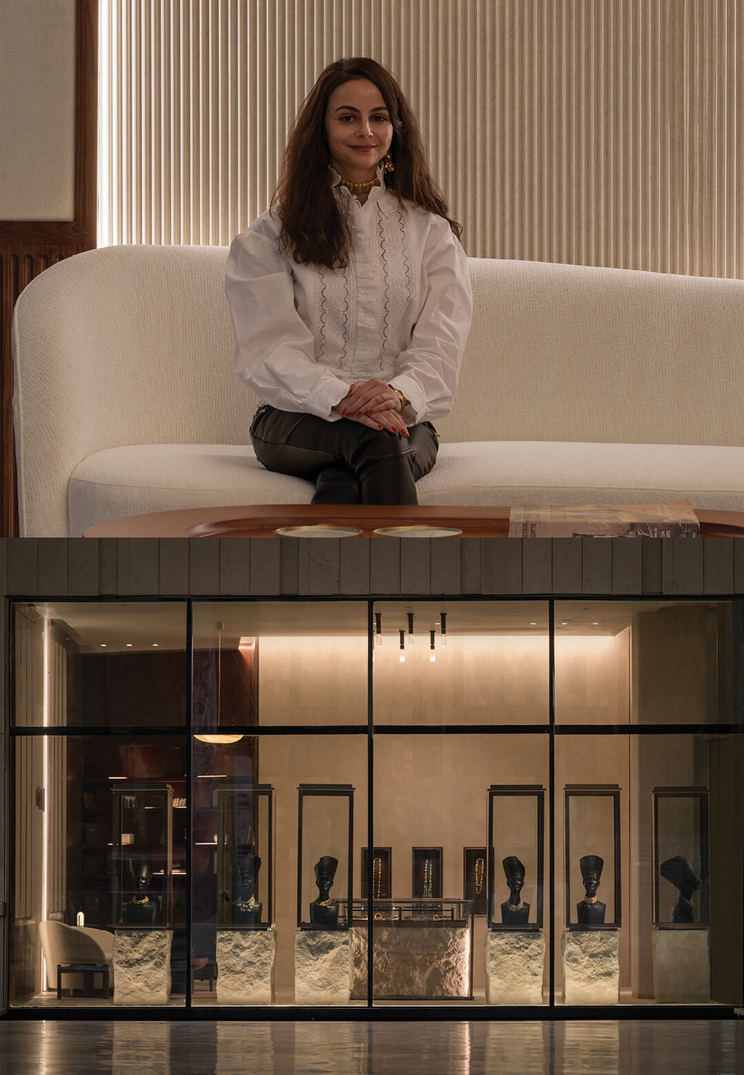 (L-R) Designer Yasmina Makram crafts spaces like the Nakhla Project, where timeless narratives meet contemporary design | Grand Egyptian Museum | Ancient Egyptian architecture | STIRworld