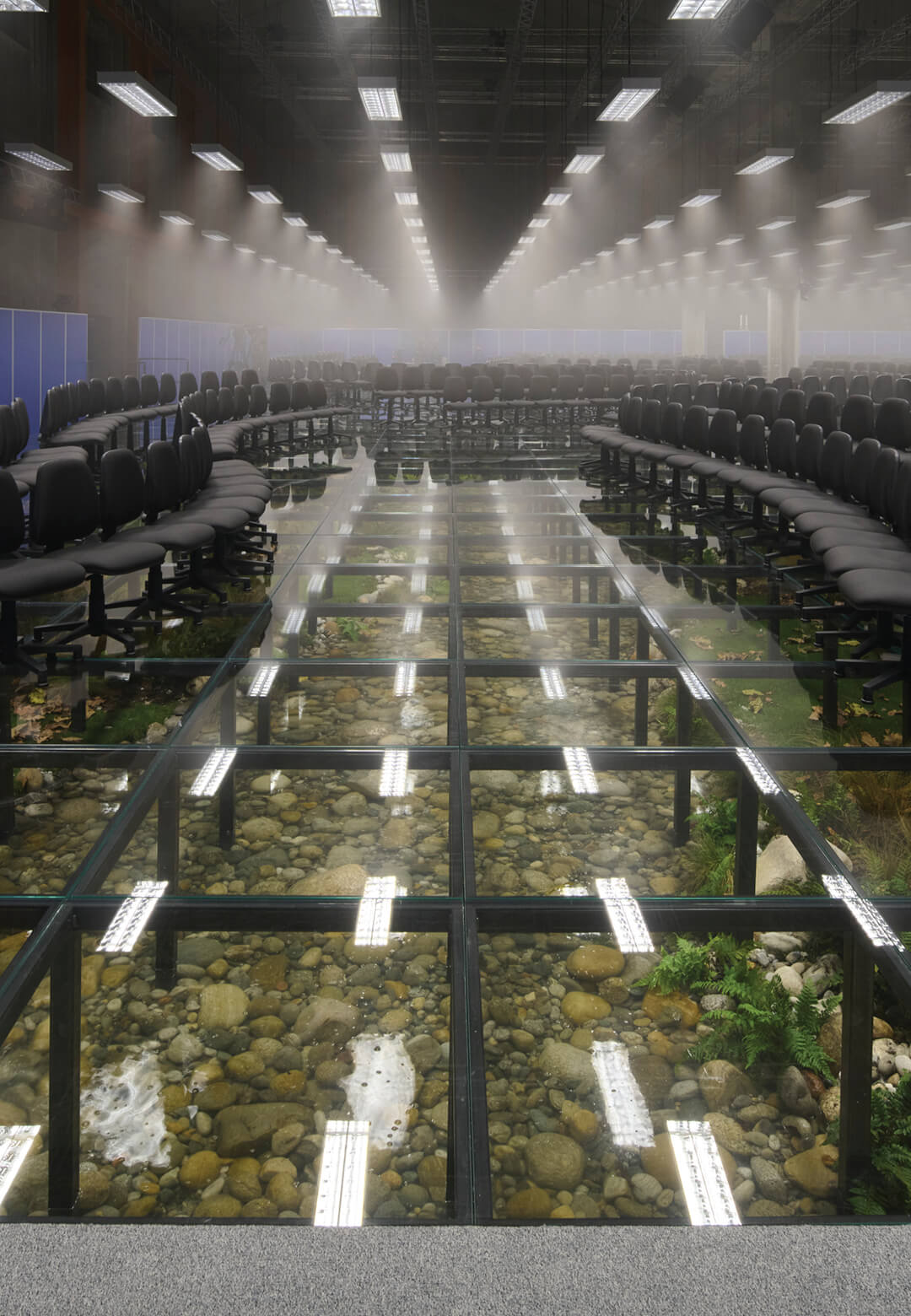 The stage design by AMO for the Fall / Winter Prada 2024 menswear show | Human Nature | Prada | STIRworld