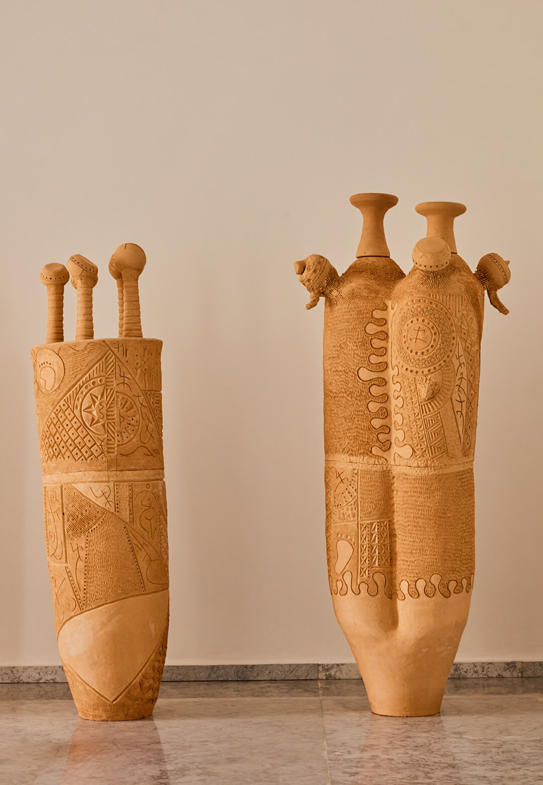 (L-R) &lsquo;Dioulassoba&rsquo; (Dioula&rsquo;s Town) by Hamed Outtara; &lsquo;Woven being&rsquo; by Kobina Adusah; Enamelled sheet metal chair by Tete Azankpo | Design In West Africa: Unity in Multiplicity | Palais de Lom&eacute; | STIR