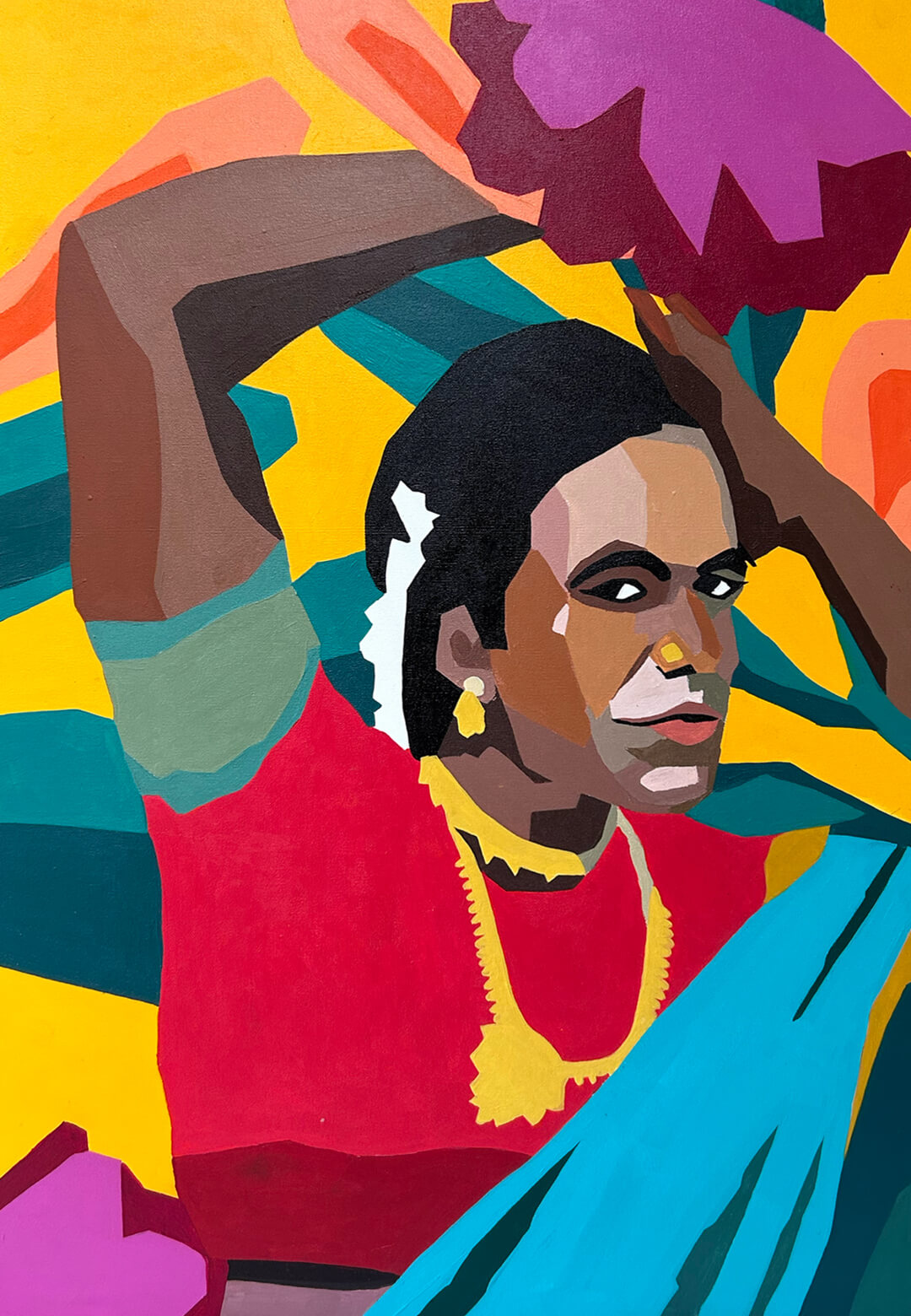 ‘Dismissed and Disobedient’, acrylic on canvas, 2024 | On the Cusp of the Eighth Day - Celebrating 9 years of Aravani Art Project | Chandri, Jyothi, Prarthana, Shanthi and Aishwarya | STIRworld