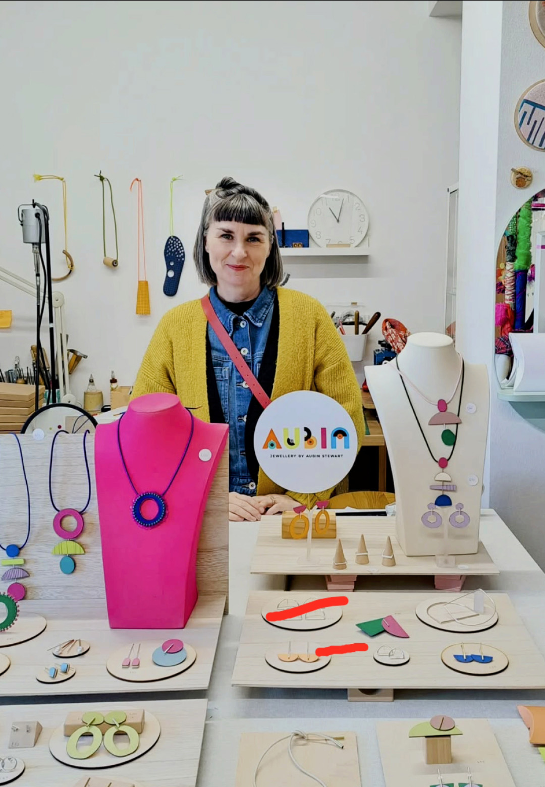 (L-R) Aubin Stewart; a jewellery piece from the ‘Pivot Collection’; a necklace from the ‘Pivot Collection’ | Aubin Stewart | STIRworld