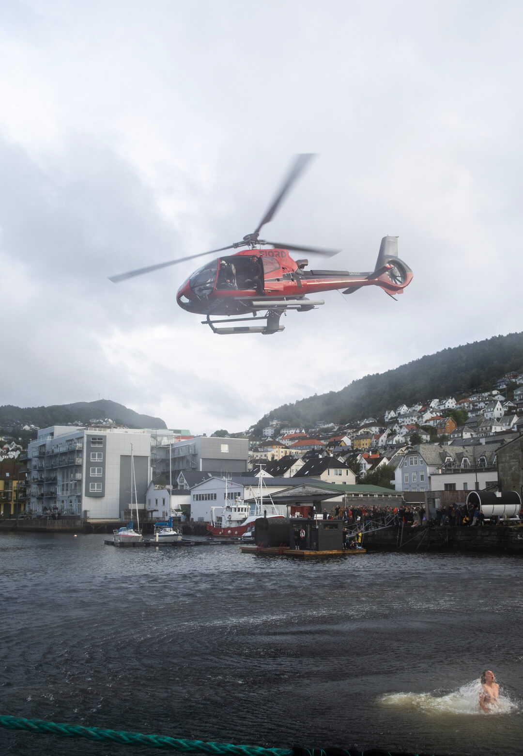 A helicopter hovered over spectators | Harbour Étude | Bergen Kunsthall | Florentina Holzinger | STIRworld