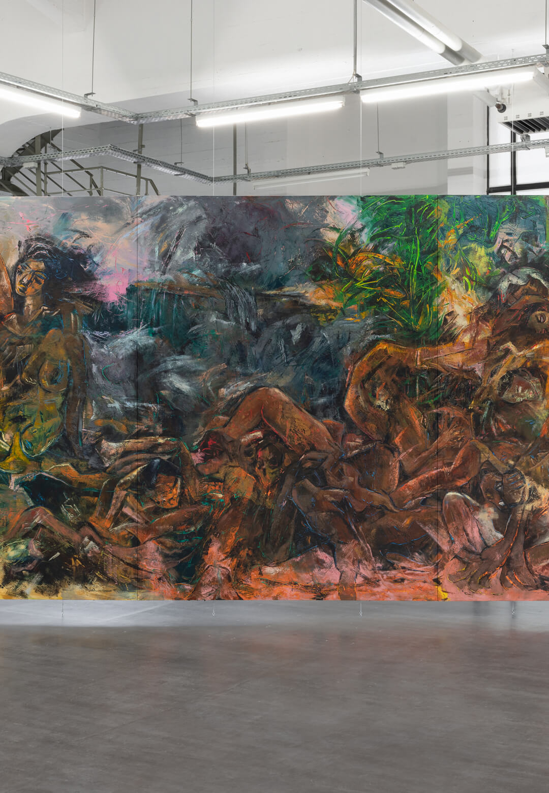 An artwork by Christopher Kulendran Thomas that depicts the Mullivaikkal Massacre, acrylic on canvas, 2024 | ‘Christopher Kulendran Thomas: Safe Zone’ in collaboration with Annika Kuhlmann | Christoph
