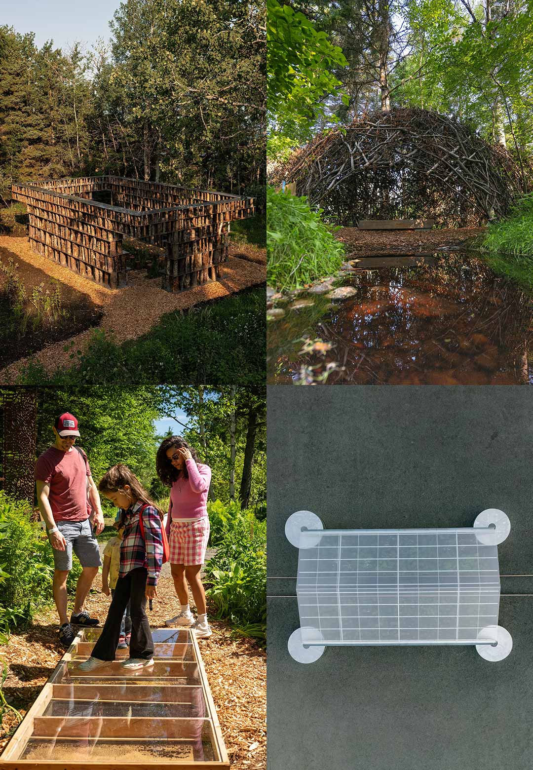 (Clockwise) Again, a Garden; Tainai Meguri; Pousses de son; and Worm&rsquo;s Eye at the 27th International Garden Festival at Grand-M&eacute;tis, Qu&eacute;bec, Canada | International Garden Festival 2026 | STIRworld
