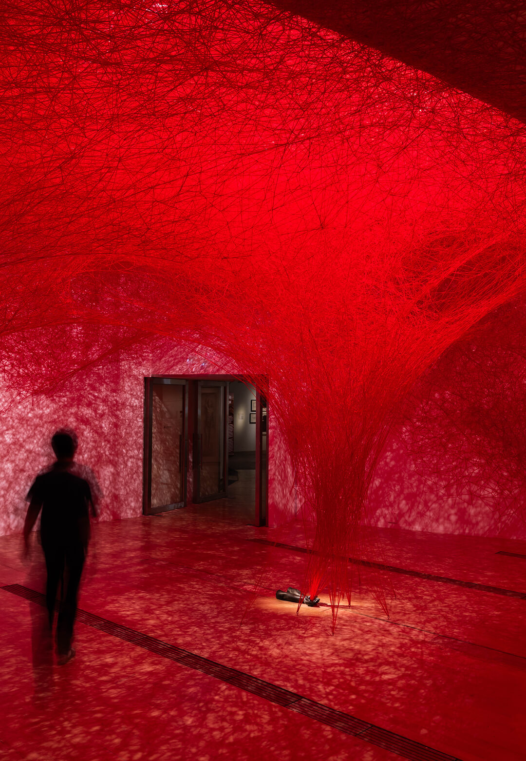 Installation view of &lsquo;The Network Within&rsquo;, 2026, Chiharu Shiota, on view at ArtScience Museum, 2026 | Flesh and Bones: The Art of Anatomy | ArtScience Museum | Chiharu Shiota | STIRworld