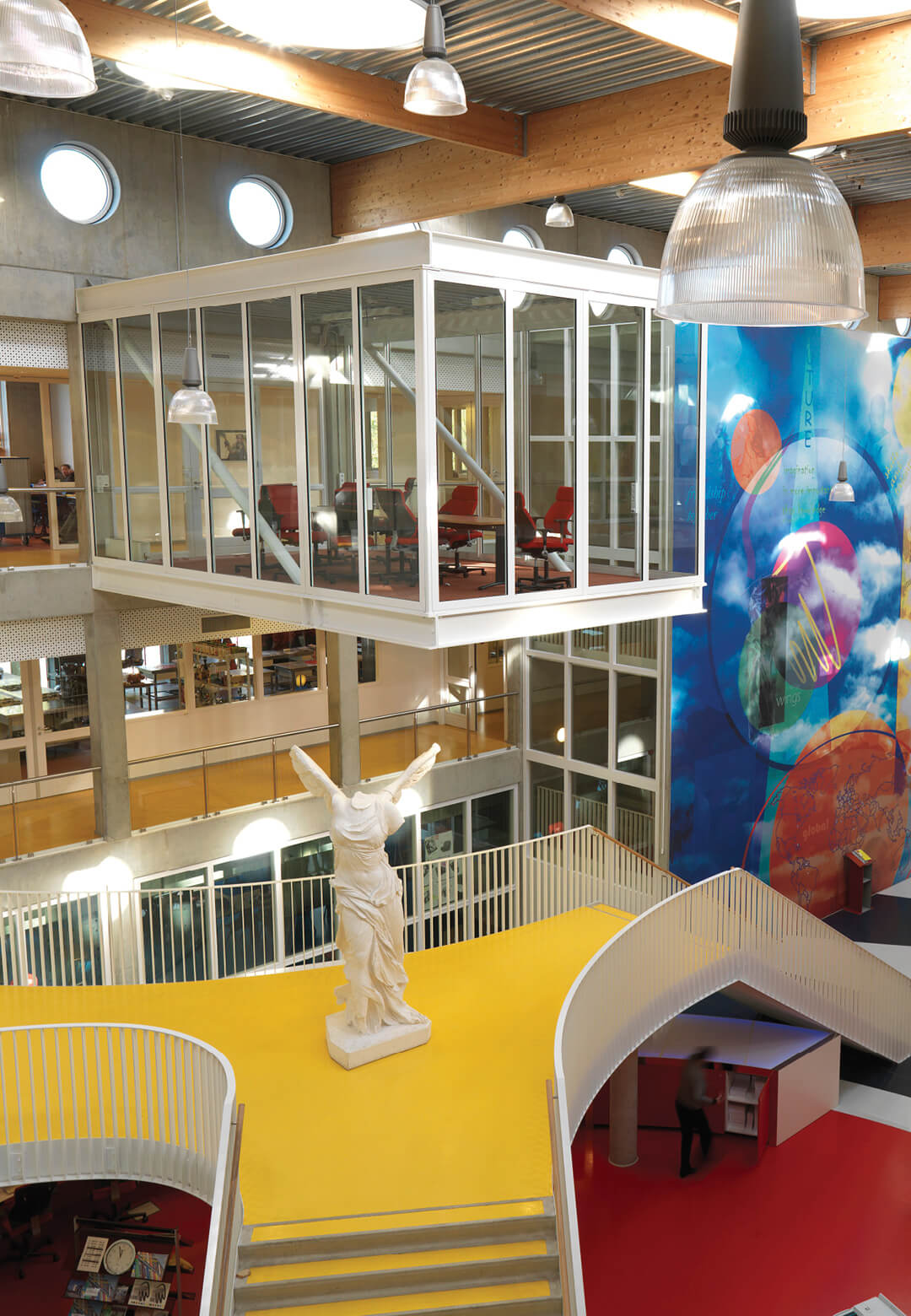 Niekee school in Roermond redefines education with floating classrooms in a vibrant central atrium | Classroom| Z33 House of Contemporary Art, Design and Architecture| STIRworld