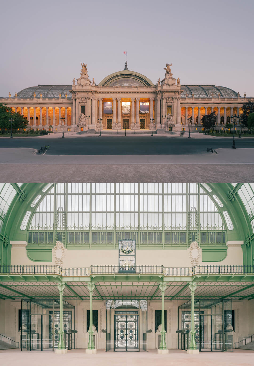 Grand Palais - Churchill facade by night and the refurbished Nave entrance | Grand Palais by Chatillon Architectes | STIRworld