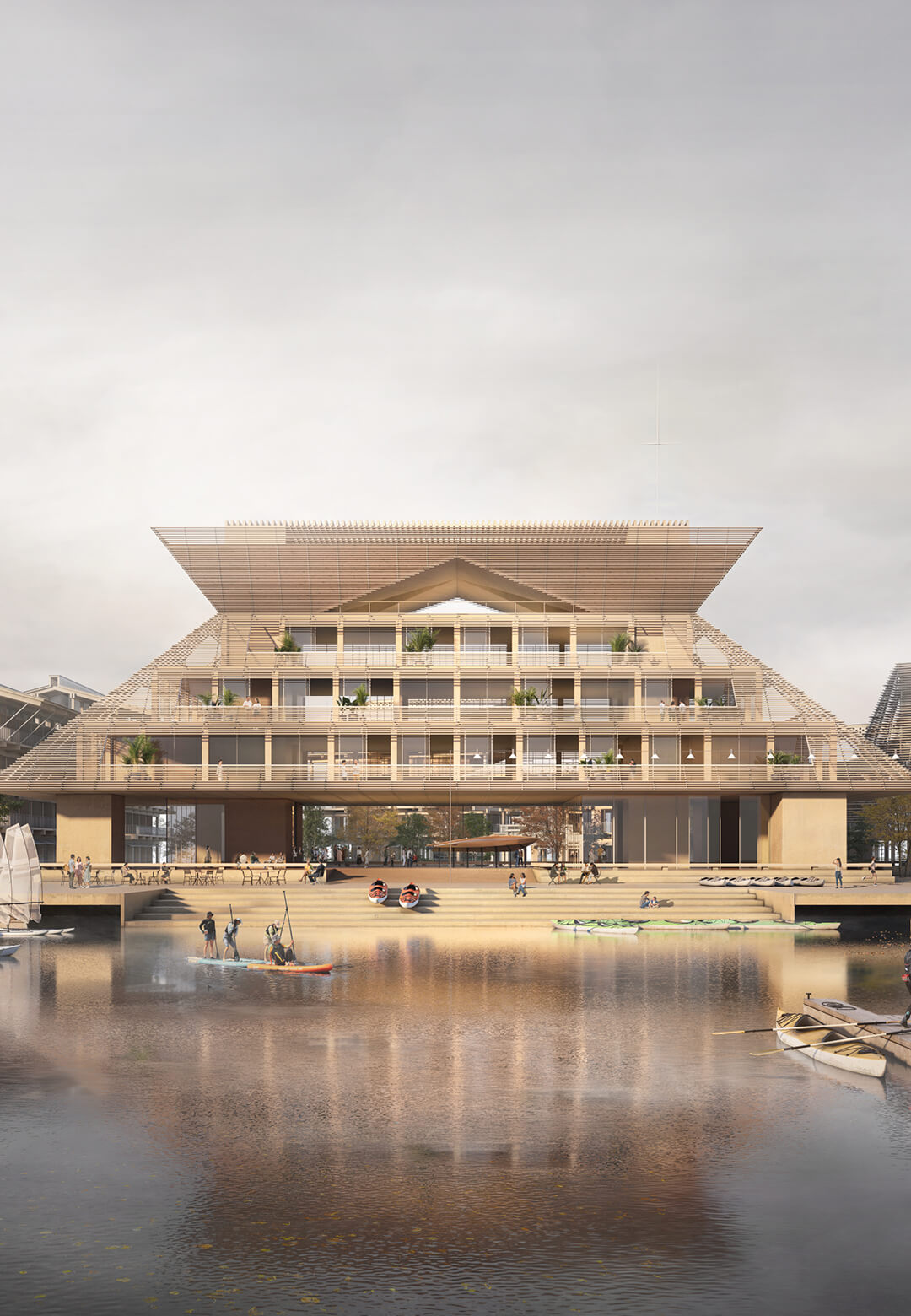 Designed by Haptic Architects, the Shanghai Yacht Club Pavilion is located on the edge of the largest freshwater lake in Shanghai, Lake Dianshan | Shanghai Yacht Club Pavilion | Haptic Architects | ST