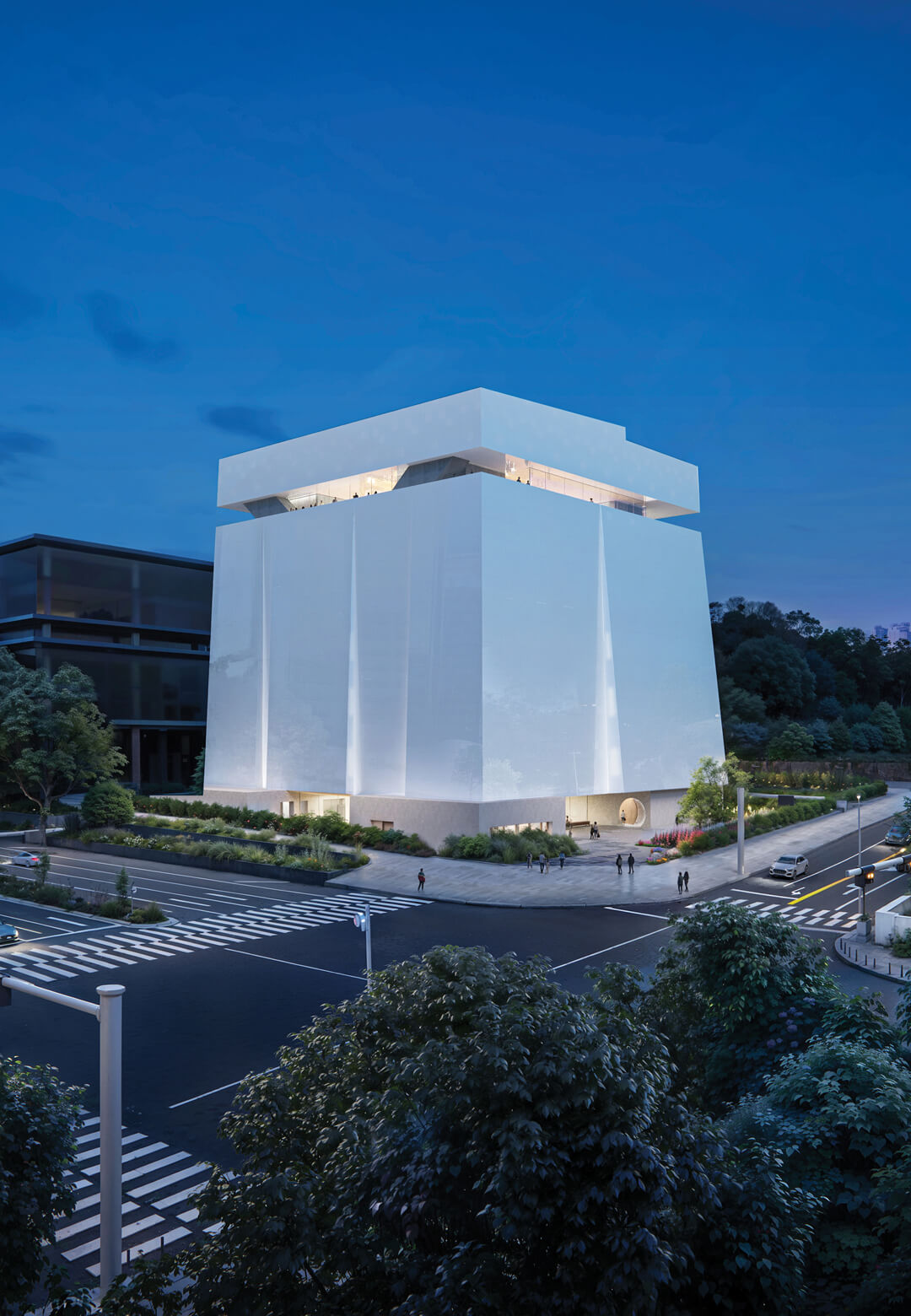 Birdseye view, night shot of Herzog & de Meuron’s design for the Seoripul Open Art Storage | Seoripul Open Art Storage by Herzog & de Meuron | STIRworld