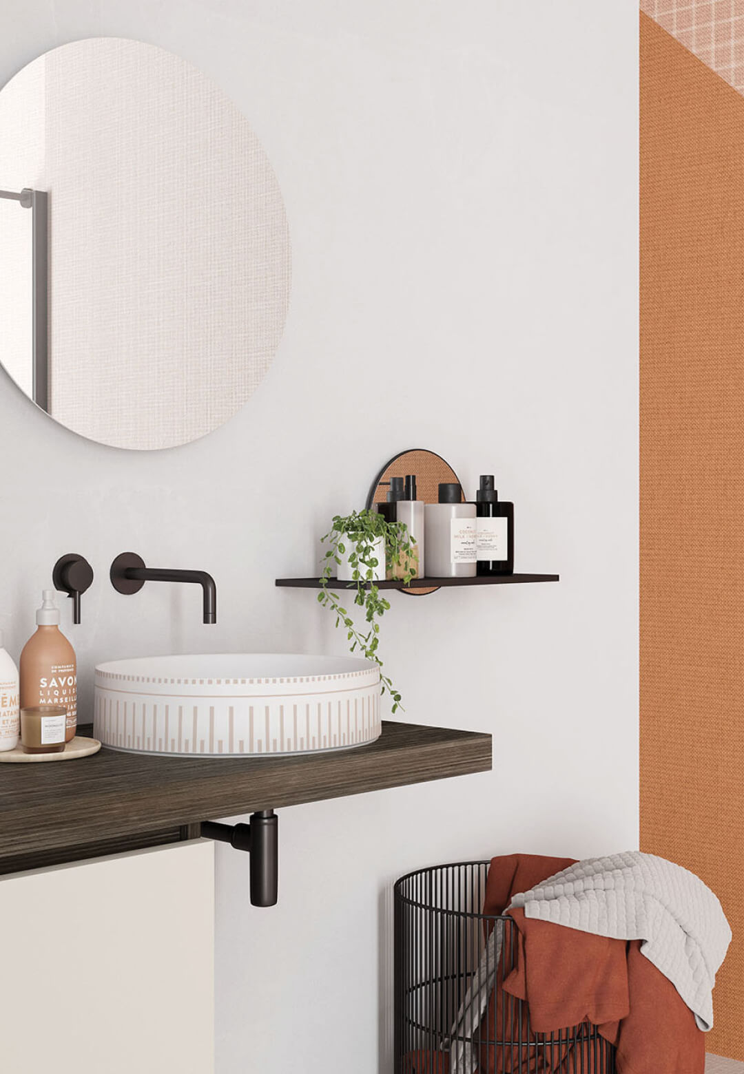 Features of the ‘Motion’ wallpaper and ‘Tratti’ decal design curation by Inkiostro Bianco | InkBath system | Iniostro Bianco | STIRworld