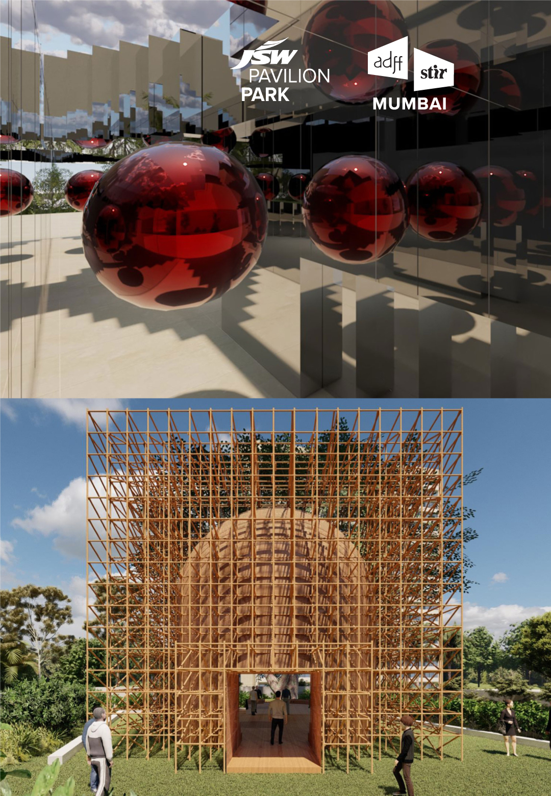 A glimpse of some of the immersive pavilions and installations articulating the JSW Pavilion Park at ADFF: STIR Mumbai 2025 | JSW Pavilion Park at ADFF:STIR Mumbai 2025 | STIRworld