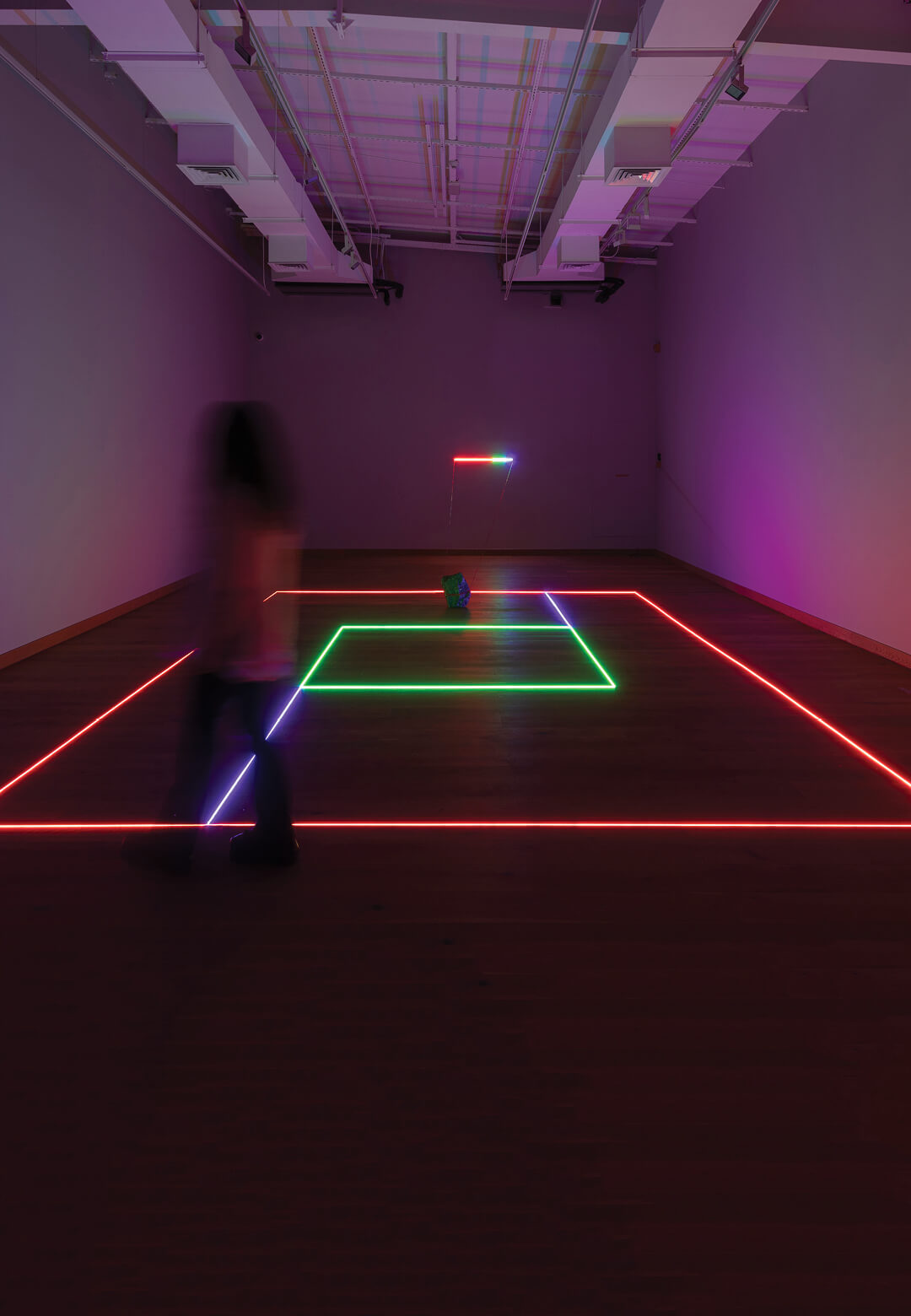 Light Work xlix , 2022, COB LED tape, wire, aluminium, copper tape, PWM device, local stone, Haroon Mirza | Notations on Time | STIRworld