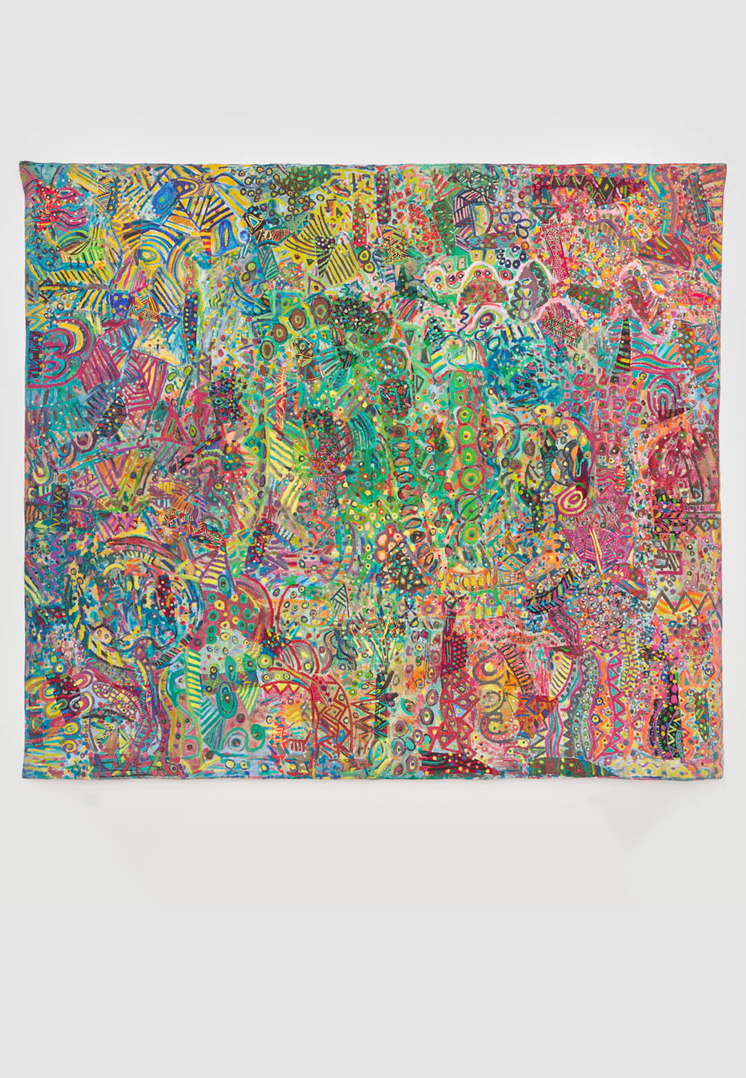 ‘The Sky is Falling, the Sky is Falling’, oil, plastic buttons, beads and painted cloth on stitched and padded canvas, 1998 | Pacita Abad | Pacita Abad | STIRworld
