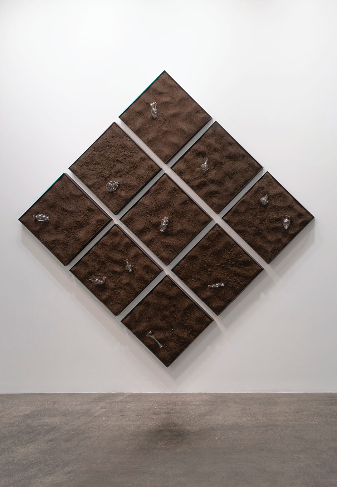 An installation view of Maternal Exhumations 3 and Maternal Labor, 2024, Dima Srouji | Charts for a Resurrection | Lawrie Shabibi Gallery | STIRworld
