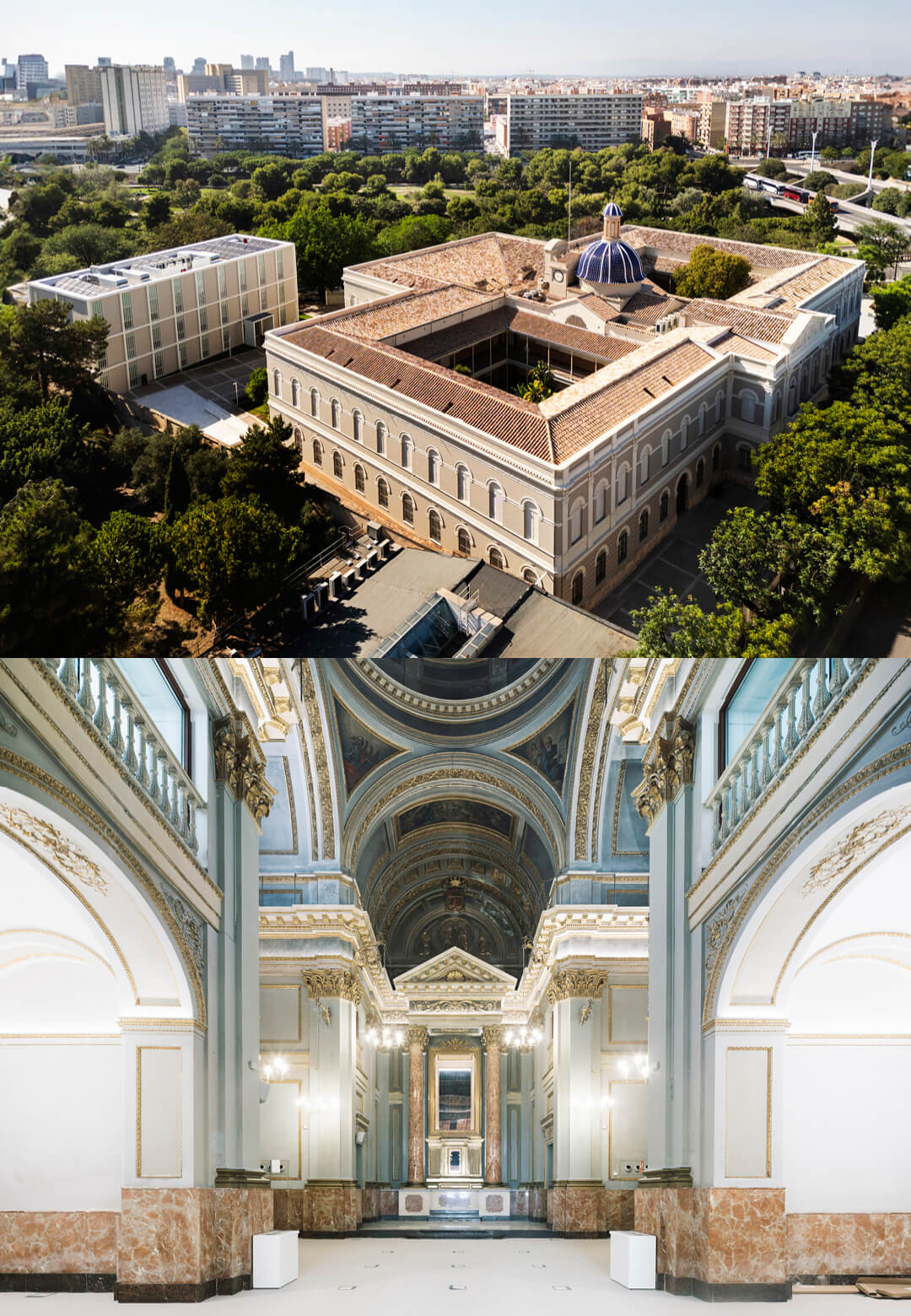 Ramón Esteve Estudio restores the 1873-built former hospice into the European University of Valencia’s Turia Campus, introducing a new building in dialogue with the heritage one | Turia Campus | Ramón