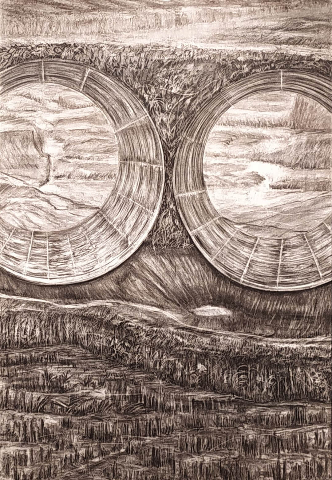 ‘Paddy Harvesting (Memory)’, charcoal on paper, 2024 | Tales from the East: Embers, Echoes, and Stories of Shifting Earth | Mohd Musa | STIRworld