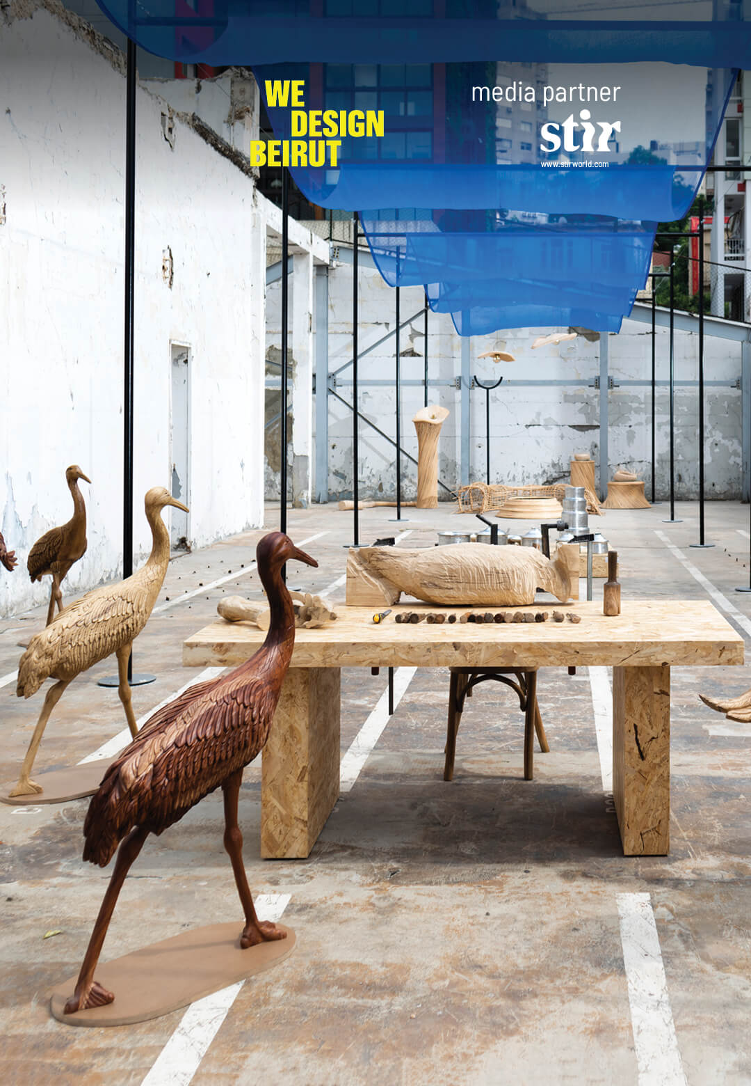 Hussam Hamami's wooden cranes, part of the Metier d'Art exhibition at the inaugural We Design Beirut | We Design Beirut | Lebanon | STIRworld