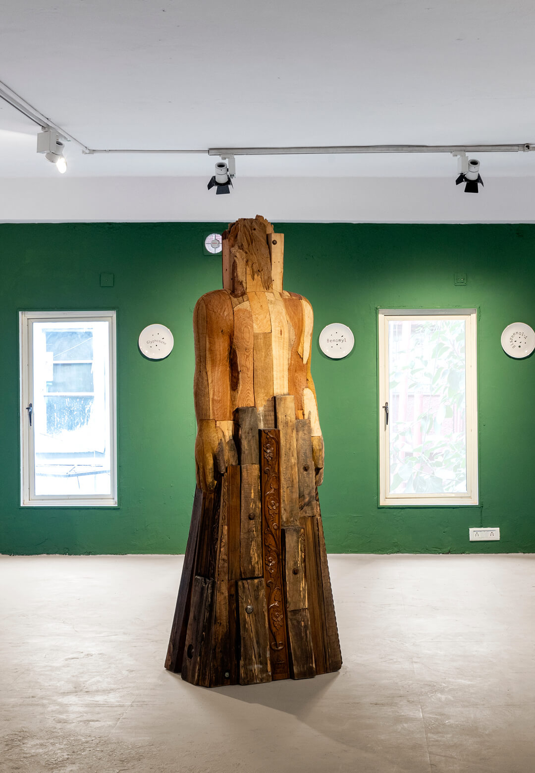 Installation view of In the Making of Himself, repurposed wood steel, 2024, Arunkumar HG |Gallery Espace | Ancestral Futures | STIRworld