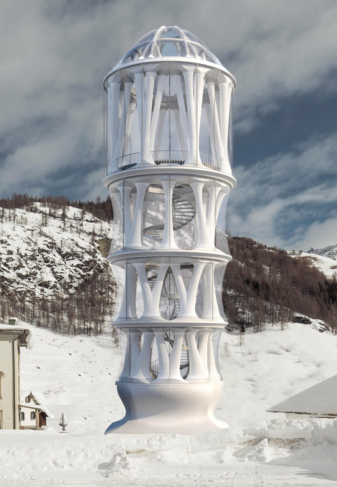 A front view of the White Tower in Mulegns|The White Tower | Benjamin Dillenburger and Michael Hansmeyer | STIRworld