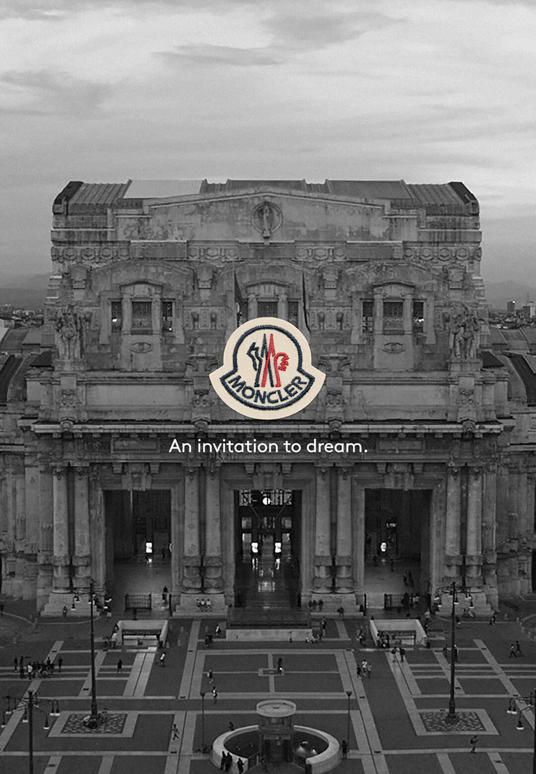 Milan’s Central Railway Station, dating to the 1930s, is set to become an expansive exhibition space for Moncler’s latest show, An Invitation to Dream | “An Invitation to Dream” | Moncler with Jeffers