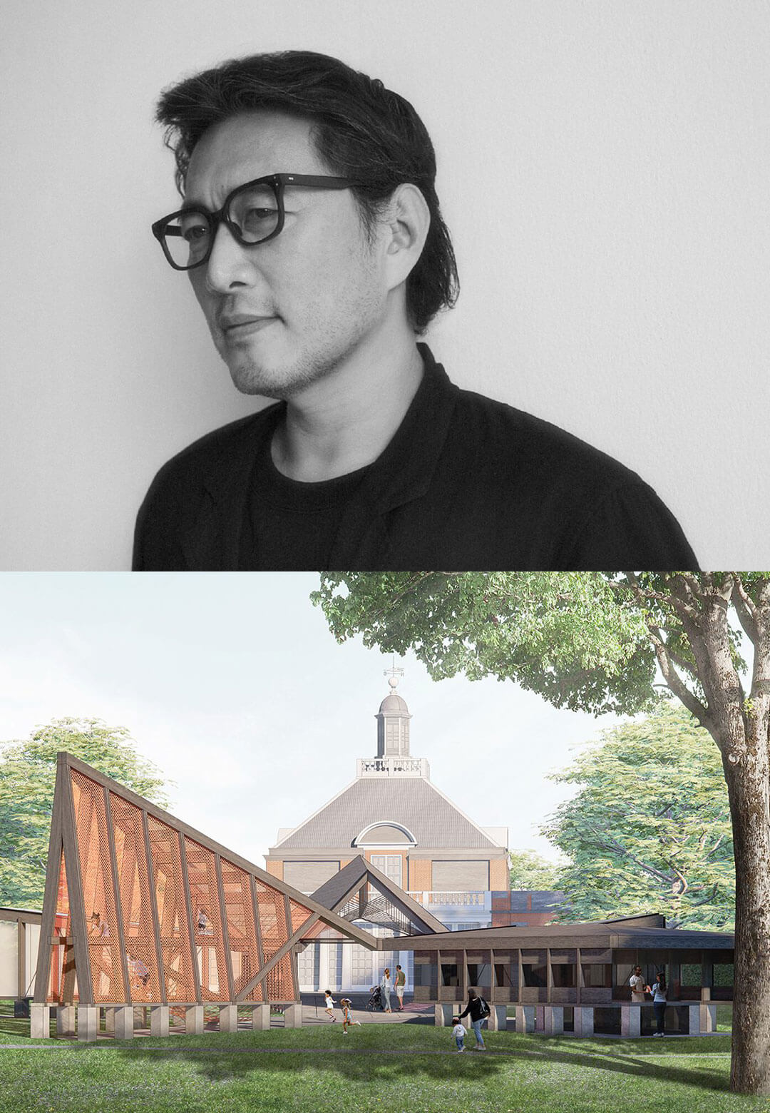 Serpentine Pavilion 2024 designed by Minsuk Cho, Mass Studies. Design render, front view | Serpentine Pavilion 2024 | Minsuk Cho | Mass Studies | STIRworld