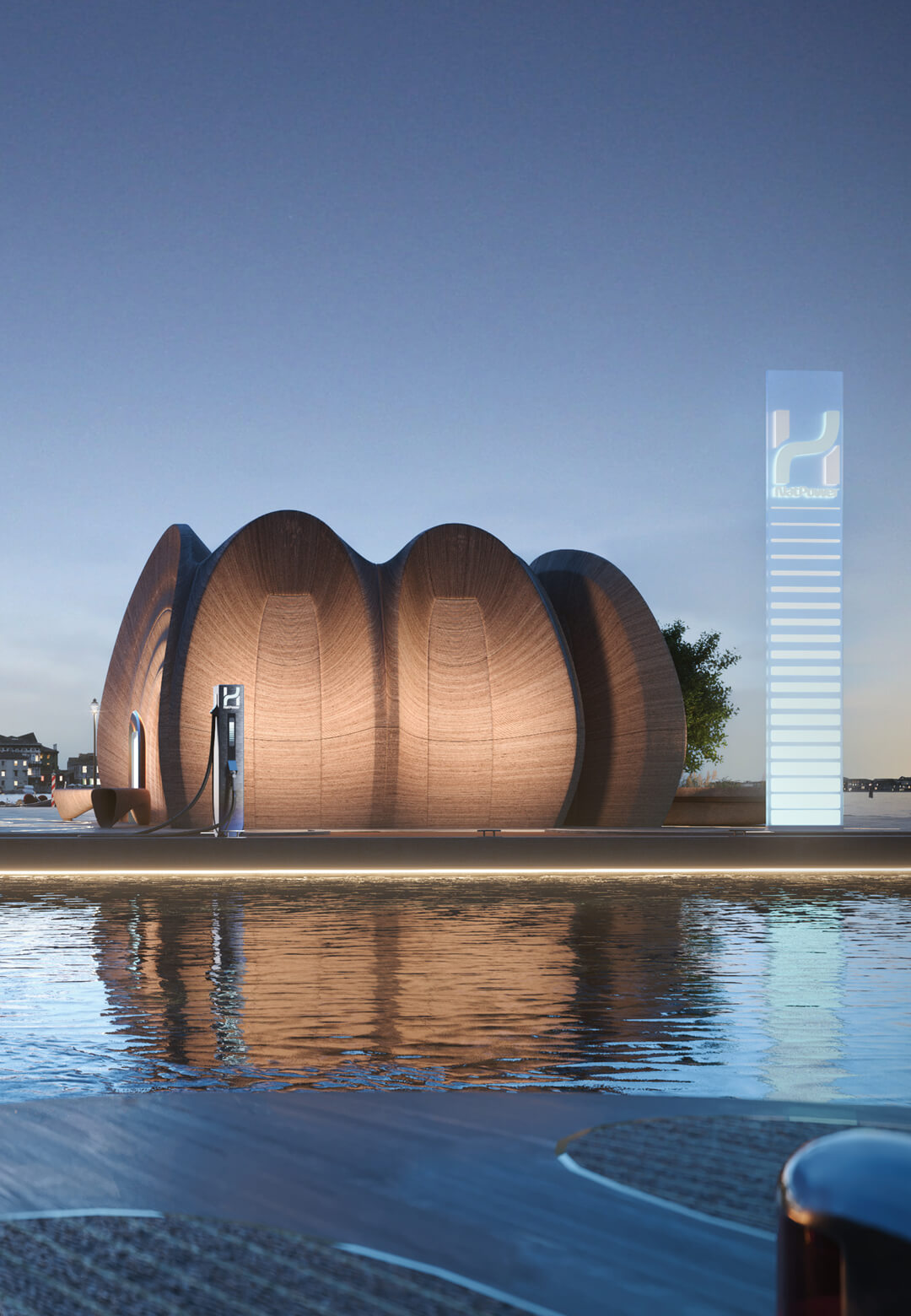 The refuelling stations by Zaha Hadid Architects aim to provide green hydrogen to recreational boats in the Mediterranean | Hydrogen Refuelling Stations for Recreational Boats | ZHA | STIRworld