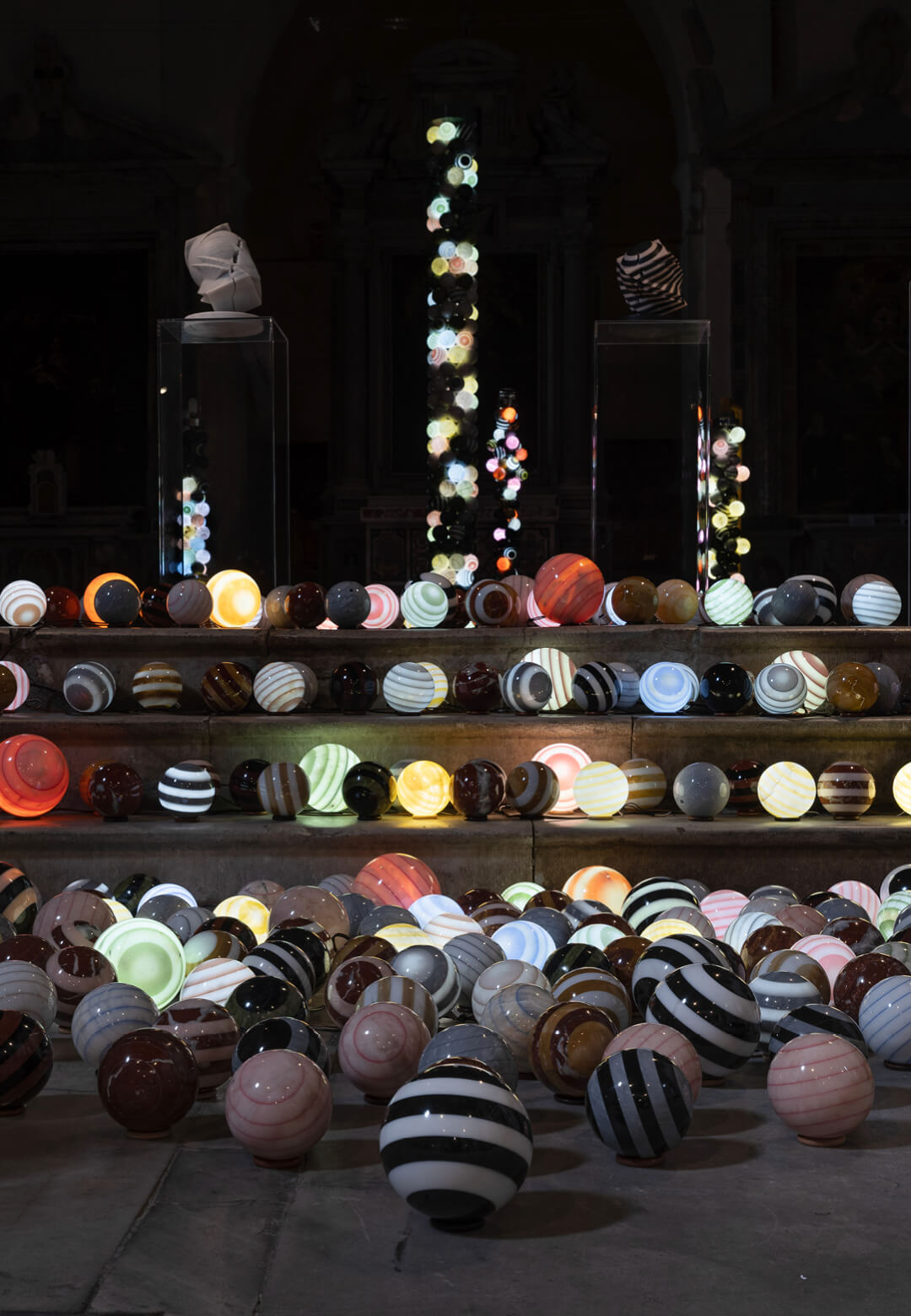 ‘Sfere - Installazione’, installation view, Sant’Agostino Church, Pietrasanta, Italy, 2024, Park Eun Sun |One Island, One Museum | Korea |STIRworld